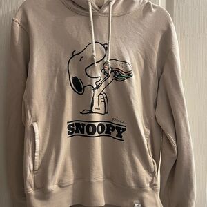 Women’s Peanuts Beige Hoodie with Snoopy Sandwich Graphic